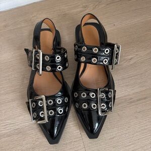 Ganni Buckle Ballerinas